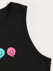 SHEIN Unity Cartoon Graphic Tank Top Graphic Tees Women Tops - Black - View 3