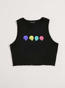 SHEIN Unity Cartoon Graphic Tank Top Graphic Tees Women Tops - Black - View 4