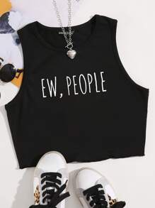 SHEIN Unity Letter Graphic Tank Top Graphic Tees Women Tops - Black - View 1