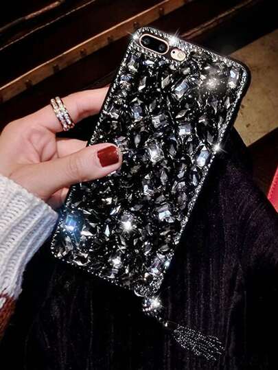 Luxury Bling Rhinestone Tassel Pendant Shockproof Phone Case Compatible With IPhone 17 Pro Max/16 Plus