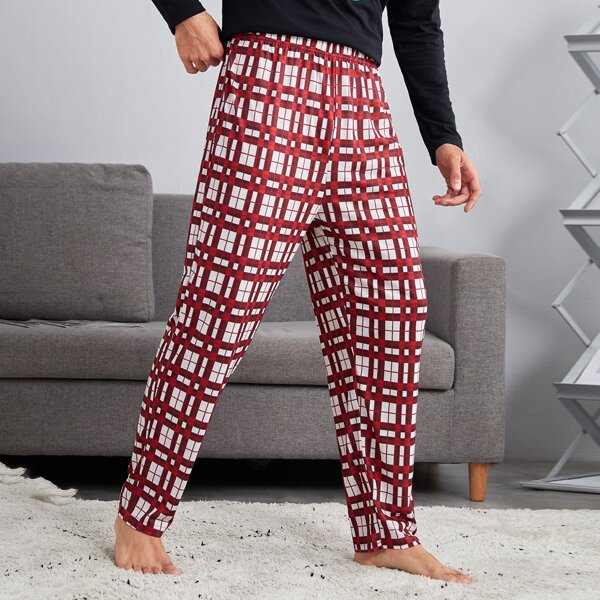 

Men Plaid Pajama Pants, Red and white