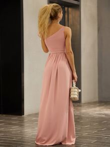 Joyfunear 扭結肩腰帶開衩大腿連衣裙