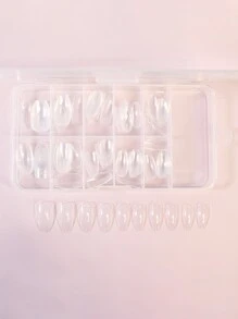 Get Glamorous with 100pcs transparent boxed short ballet nail resin extended fake nails for women and girls - Clear - View 1