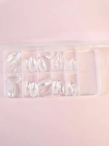 Get Glamorous with 100pcs transparent boxed short ballet nail resin extended fake nails for women and girls - Clear - View 2