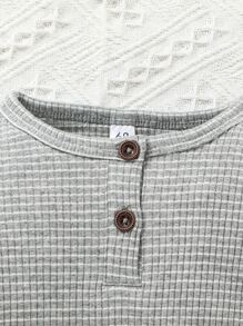 Bebé Jumpsuit de rayas tejido de canalé - Gris Claro - Ver 3