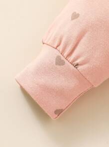 Bebé Jumpsuit con estampado de corazón con estrella con parche ribete con fruncido - Rosa coral - Ver 4