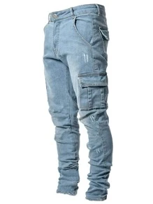 Manfinity EMRG Hombres Jeans con bolsillo con solapa con cremallera - Lavado ligero - Ver 1