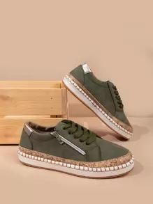 Giày Giản dị Nữ Ren lên - màu xanh lá - Xem 1