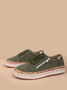 Giày Giản dị Nữ Ren lên - màu xanh lá - Xem 2