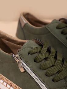 Giày Giản dị Nữ Ren lên - màu xanh lá - Xem 4