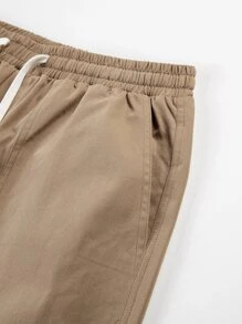 Manfinity Hombres Pantalones de cintura con cordón con bolsillo oblicuo - Caqui - Ver 6