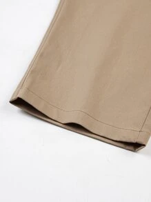 Manfinity Hombres Pantalones de cintura con cordón con bolsillo oblicuo - Caqui - Ver 8