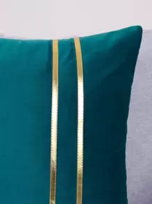 1PC Metallic Detail Cushion Cover Without Filler, Simple Throw Pillow Case, For Sofa, Living Room - Teal Blue - View 7