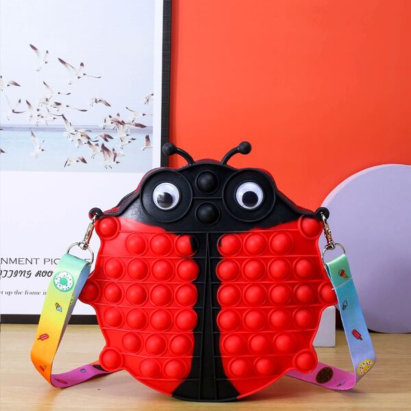 

Girls Colorblock Ladybug Design Bubble Pop Decor Novelty Bag, Multicolor