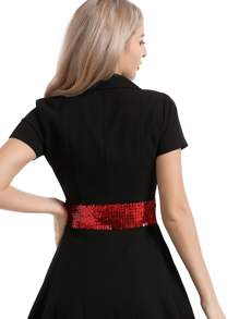 Sequin Decor Belt - Red - View 4