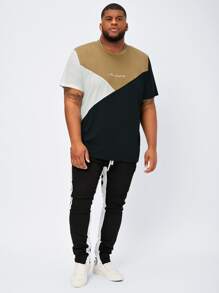 Manfinity Men Plus Letter Graphic Cut And Sew Tee - Multicolor - View 3