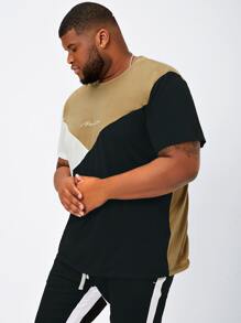 Manfinity Men Plus Letter Graphic Cut And Sew Tee - Multicolor - View 4