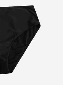 Swim Basics Summer Beach Plus Solid Bikini Set Halter Triangle Bra & High Waisted Bottom & Cover Up Dress 3 Piece Bathing Suit