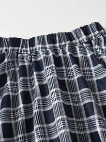 女孩格紋字母圖案T恤和半身裙 - 彩色 - 查看 4