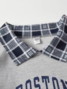 女孩格紋字母圖案T恤和半身裙 - 彩色 - 查看 8