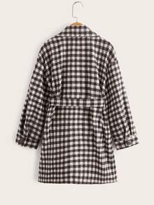 Áo bành tô cho cô gái Thắt lưng Nút phía trước Kẻ sọc Giải trí - Nhiều màu - Xem 2