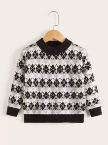 小男童菱形印花套頭毛衣 - 彩色 - 查看 1