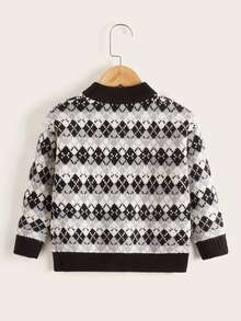 小男童菱形印花套頭毛衣 - 彩色 - 查看 2