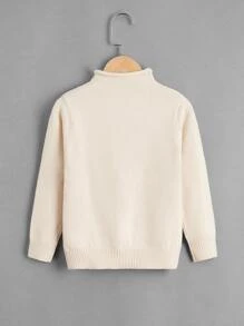 Em bé Con trai Áo cao cổ Chất rắn Áo chui đầu Áo len - Màu be - Xem 2