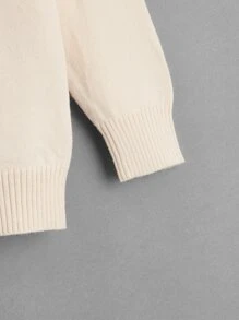 Em bé Con trai Áo cao cổ Chất rắn Áo chui đầu Áo len - Màu be - Xem 3