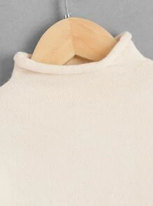 Em bé Con trai Áo cao cổ Chất rắn Áo chui đầu Áo len - Màu be - Xem 4