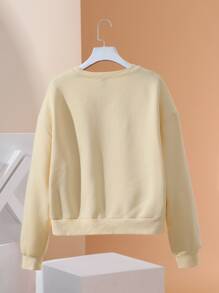 Seanyboydraws Cartoon Graphic Drop Shoulder Pullover - Apricot - View 2