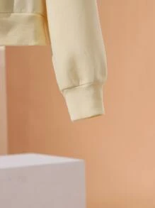 Seanyboydraws Cartoon Graphic Drop Shoulder Pullover - Apricot - View 3