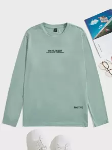 GENTILAND Men Slogan Graphic Tee - Mint Green - View 1