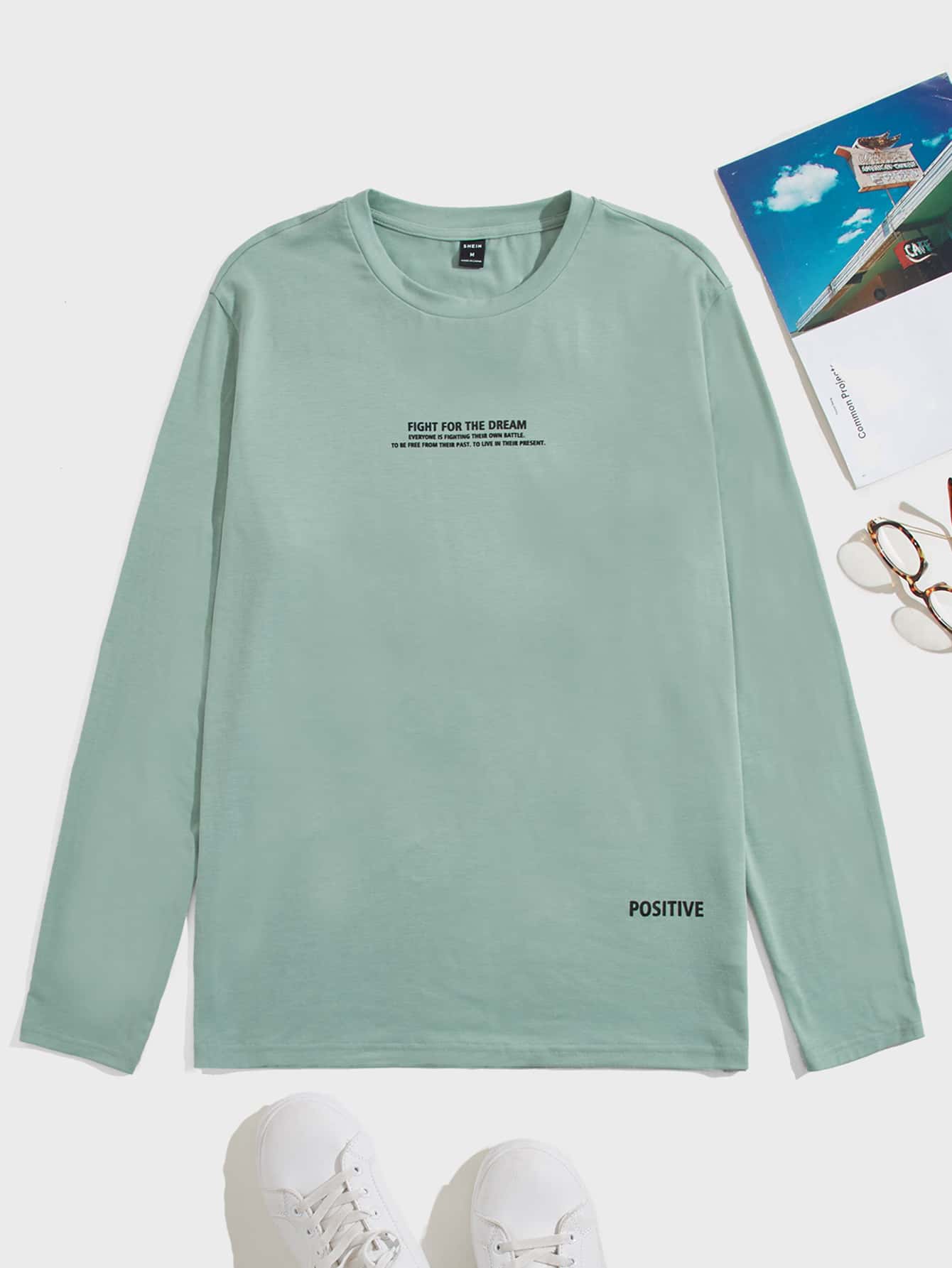 GENTILAND Men Slogan Graphic Tee - Mint Green - View 1
