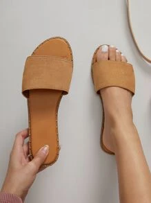絎縫一腳蹬涼鞋 - 駝色 - 查看 4