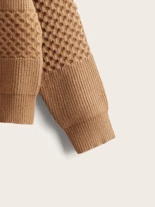 SHEIN Boys Drop Shoulder Cardigan - Camel - View 3