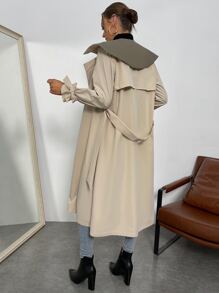 Chiquease Áo khoác ngoài nữ Thắt lưng Khối Màu Giải trí - Màu be - Xem 2