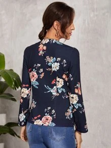 花卉圖案開門襟西裝外套 - 彩色 - 查看 2