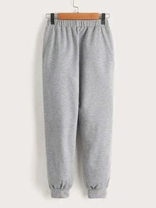 SHEIN 女孩閃電圖案彈性腰帶衛褲 - 淺灰色 - 查看 2