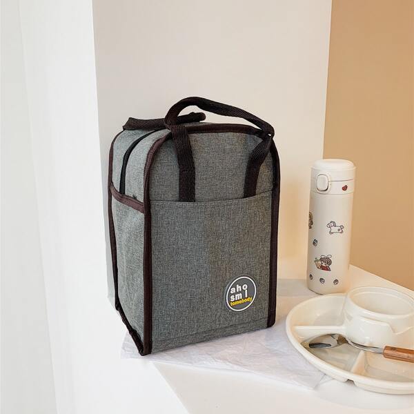 

Letter Patch Satchel Bag, Grey