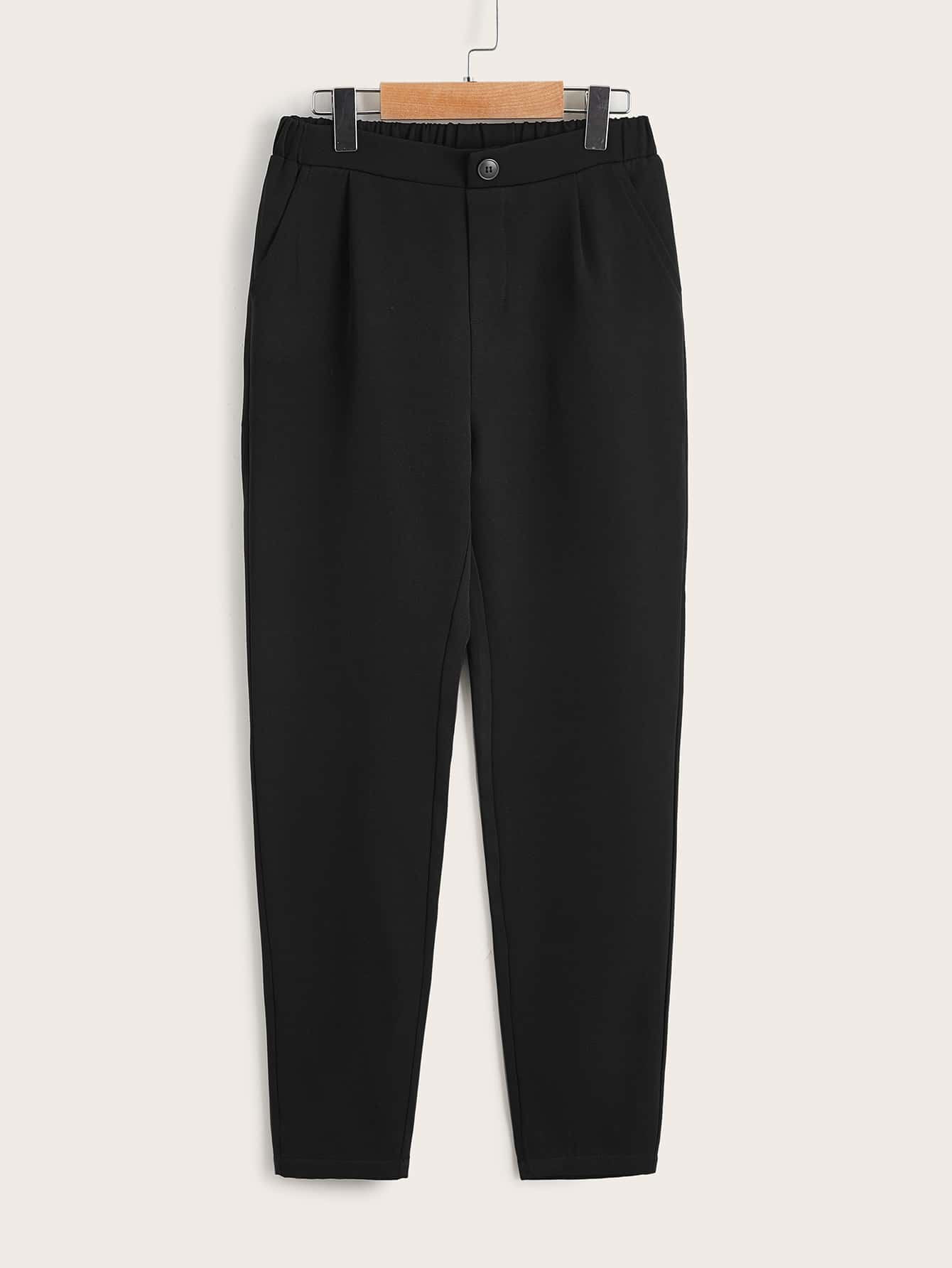 Boys Solid Fold Pleated Trousers - Black - View 1