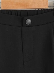 Boys Solid Fold Pleated Trousers - Black - View 3