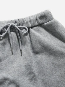 SHEIN EZwear 落肩袖抽繩保暖連帽衫和衛褲 - 淺灰色 - 查看 3