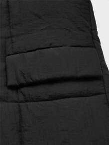 Manfinity NXTstreet Men Lapel Collar Button Front Padded Coat - Black - View 3