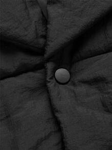Manfinity NXTstreet Men Lapel Collar Button Front Padded Coat - Black - View 4
