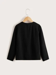 SHEIN Boys Bear And Slogan Graphic Tee - الأسود - مشاهدة 2
