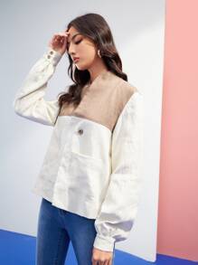 VICKIE Two Tone Pocket Patched Jacket - Multicolor - View 3
