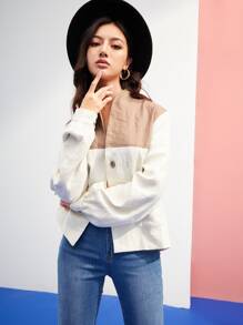 VICKIE Two Tone Pocket Patched Jacket - Multicolor - View 4