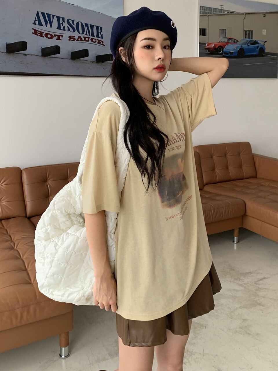 Tree And Slogan Graphic Drop Shoulder Tee