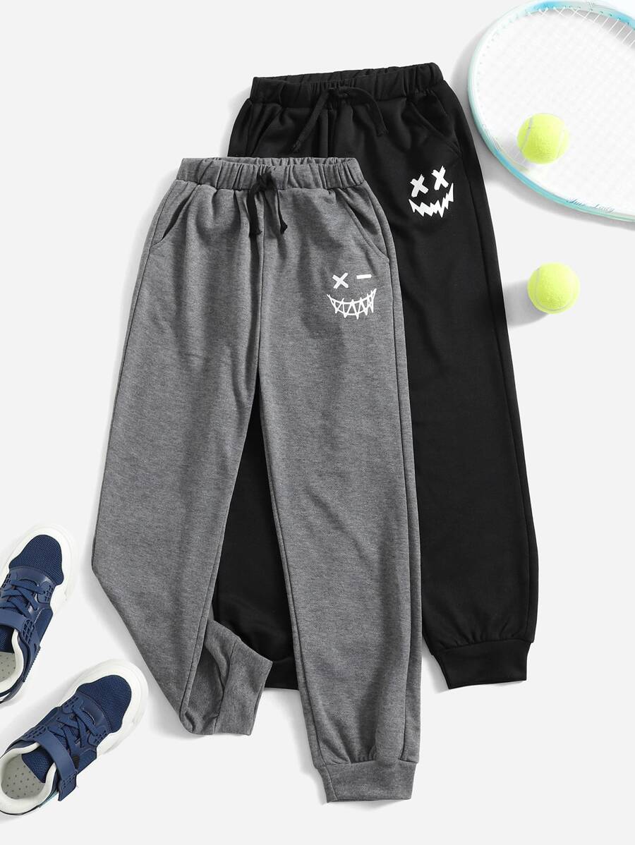 SHEIN Quần thể thao Con trai Dây kéo Túi Hoạt hình - Nhiều màu - Xem 1